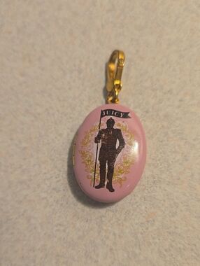 Juicy Couture Pink & Gold Knight Locket Charm Necklace Pendant